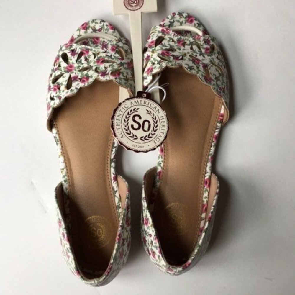 SO Loach Floral Flats Shoes New Size 8 - Picture 2 of 7